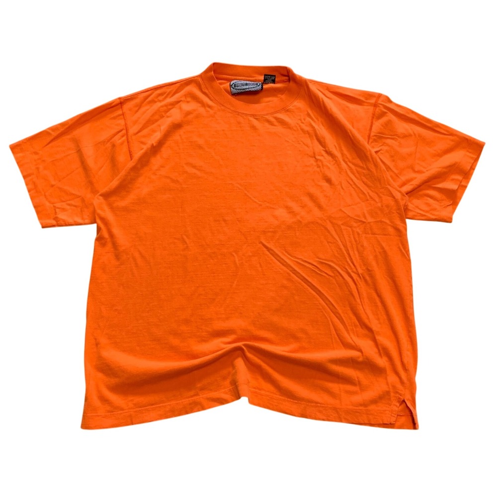 Point Zero Mens XL Orange Cotton Short Sleeve Crew Neck T-Shirt Solid Tee